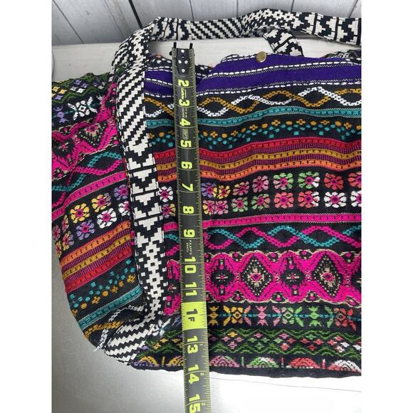 Capelli Colorful Boho Floral Multicolor Lined Interior Embroidered Bag Handbag - Picture 5 of 7